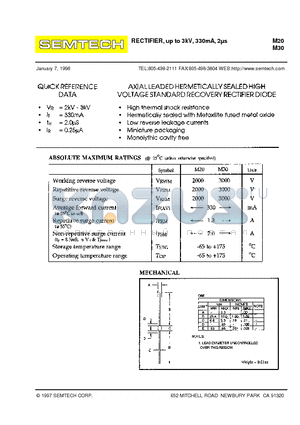 M30 datasheet - RECTIFIER, up to 3kV, 330mA, 2ls