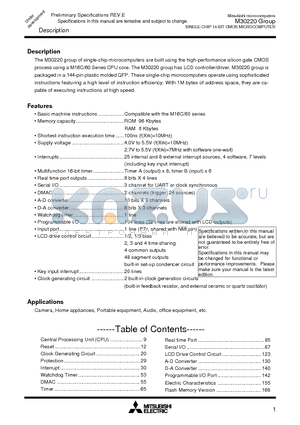 M30220MA-XXXGP datasheet - SINGLE-CHIP 16-BIT CMOS MICROCOMPUTER