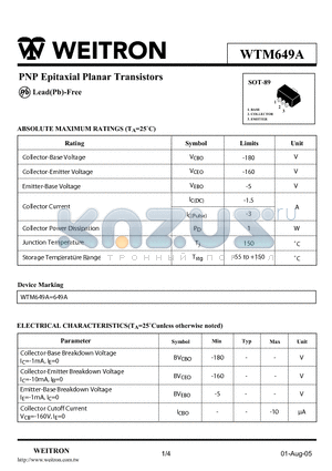 649A datasheet - PNP Epitaxial Pl anar Transistors