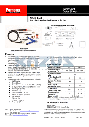 6500 datasheet - Modular Passive Oscilloscope Probe