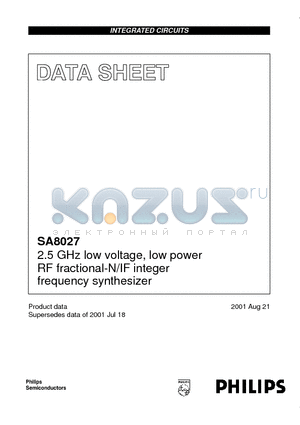 SA8027 datasheet - 2.5 GHz low voltage, low power RF fractional-N/IF integer frequency synthesizer