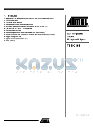 TSSIO16E-TISZ datasheet - VAN Peripheral Circuit 16 Inputs-Outputs