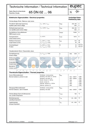 65DN02 datasheet - Netz-Gleichrichterdiode Rectifier Diode