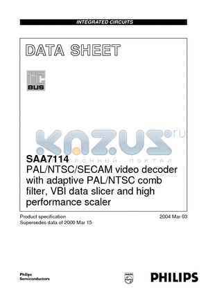 SAA7114H datasheet - PAL/NTSC/SECAM video decoder with adaptive PAL/NTSC comb filter, VBI data slicer and high performance scaler