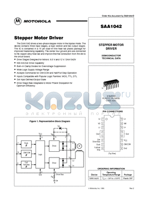 SAA1042 datasheet - STEPPER MOTOR DRIVER