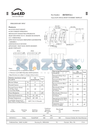 DUY07C2-1 datasheet - 7mm (0.28) DUAL DIGIT NUMERIC DISPLAY