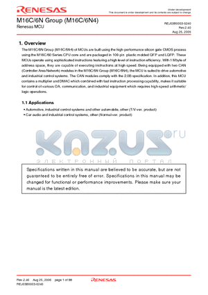 M306N4FCGP datasheet - Renesas MCU