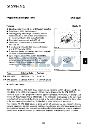 SAB0529G datasheet - SIEMENS PROGRAMMABLE DIGITAL TIMER