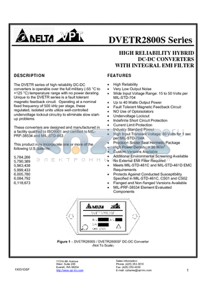 DVETR2805S-XXX datasheet - HIGH RELIABILITY HYBRID DC-DC CONVERTERS WITH INTEGRAL EMI FILTER