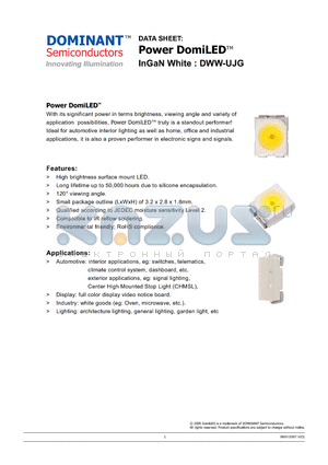 DWW-UJG-V2 datasheet - Power LED InGaN White