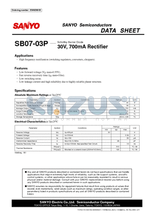 SB07-03P datasheet - 30V, 700mA Rectifier