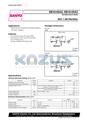 SB10-05A3 datasheet - 50V, 1.0A Rectifier