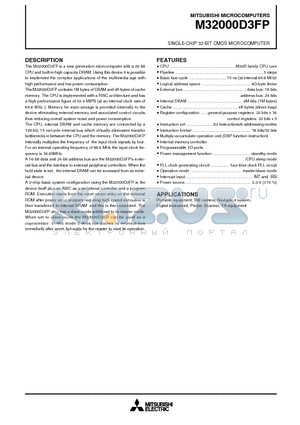 M32000D3FP datasheet - SINGLE-CHIP 32-BIT CMOS MICROCOMPUTER