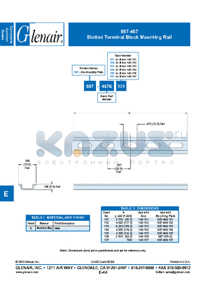 687-467E104 datasheet - Slotted Terminal Block Mounting Rail