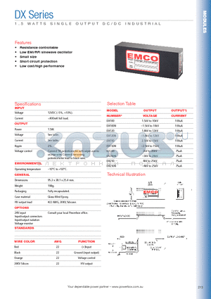 DX200N datasheet - 1.5 WATT SINGLE OUTPUT DC / DC INDUSTRIAL