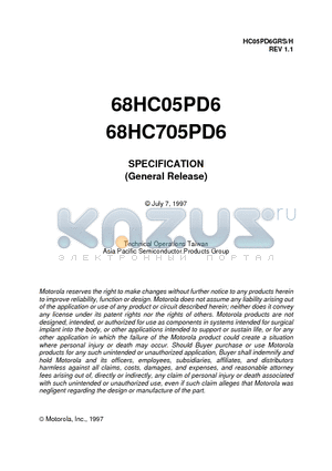 68HC705PD6 datasheet - SPECIFICATION (General Release)