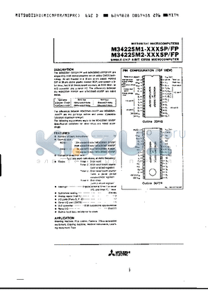 M34225M1 datasheet - SINGLE-CHIP 4-BIT CMOS MICRCOMPUTERl