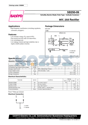 SB250-09 datasheet - 90V, 25A Rectifier