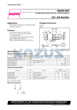 SB250-05R datasheet - 50V, 25A Rectifier