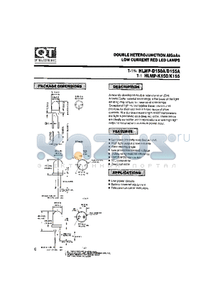 HLMP-K150 datasheet - DOUBLE HETEROJUNCTION AIGAAS LOW CURRENT RED LED LAMPS