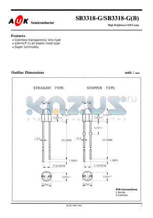 SB3318-G datasheet - High Brightness LED Lamp