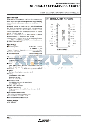 M35054 datasheet - SCREEN CHARACTER and PATTERN DISPLAY CONTROLLERS