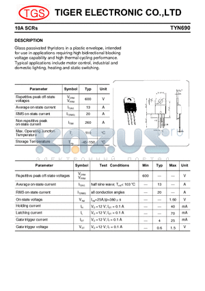 TYN690 datasheet - 10A SCRs