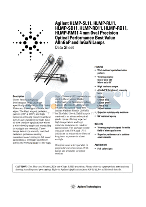 HLMP-RB11-H0000 datasheet - Optical Performance Best Value AlInGaP and InGaN Lamps