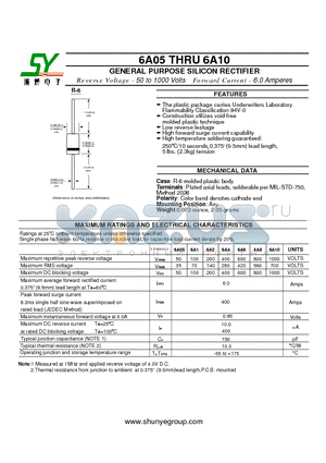 6A8 datasheet - GENERAL PURPOSE SILICON RECTIFIER