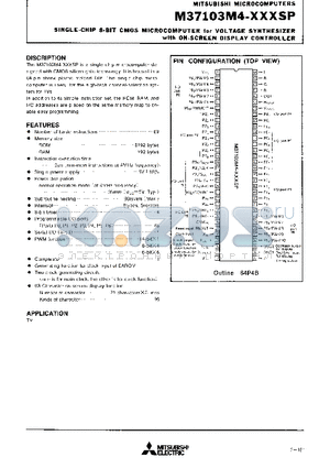 M37103M4-750SP datasheet - SINGLE-CHIP 8-BIT CMOS MICROCOMPUTER for VOLTAGE SYNTHESIZER with ON-SCREEN DISPLAY CONTROLLER