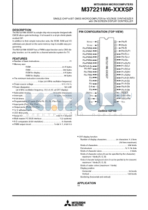 M37221M6 datasheet - SINGLE-CHIP 8-BIT CMOS MICROCOMPUTER for VOLTAGE SYNTHESIZER