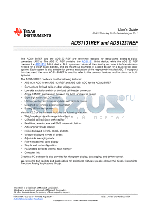 SBAU175A datasheet - ADS1131REF and ADS1231REF