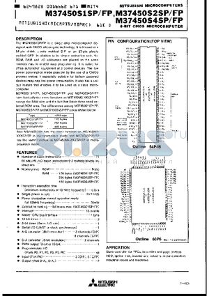 M37450S1SP datasheet - 8 BIT CMOS MICROCOMPUTER