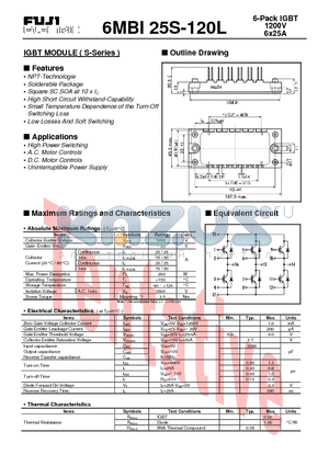 6MBI25S-120L datasheet - IGBT(1200V/6x25A)
