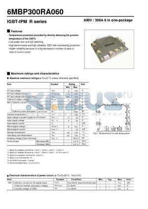 6MBP300RA060 datasheet - IGBT-IPM(600V/300A)