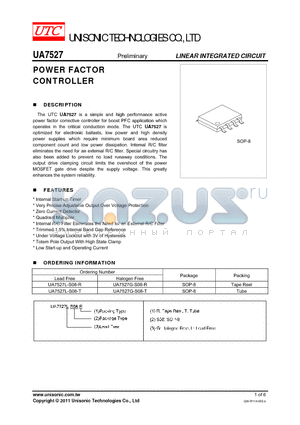 UA7527L-S08-T datasheet - POWER FACTOR CONTROLLER
