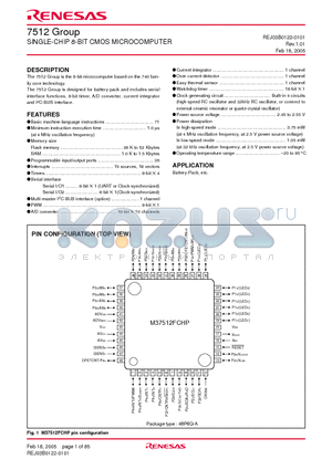 M37512FCHP datasheet - SINGLE-CHIP 8-BIT CMOS MICROCOMPUTER