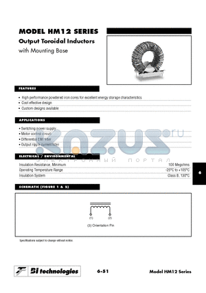 HM12-06002 datasheet - Output Toroidal Inductors with Mounting Base