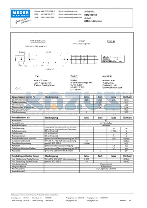 HM12-1A83-10-4_DE datasheet - (deutsch) HM Reed Relay