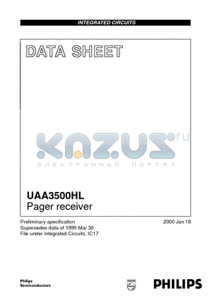 UAA3500HL datasheet - Pager receiver
