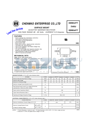 SBM55PT datasheet - SCHOTTKY BARRIER RECTIFIER