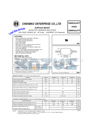 SBM5822PT datasheet - SCHOTTKY BARRIER RECTIFIER