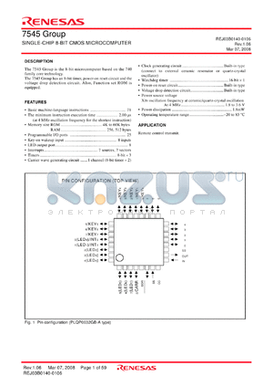 M37545G4-XXXGP datasheet - SINGLE-CHIP 8-BIT CMOS MICROCOMPUTER