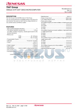 M37547G2FP datasheet - SINGLE-CHIP 8-BIT CMOS MICROCOMPUTER