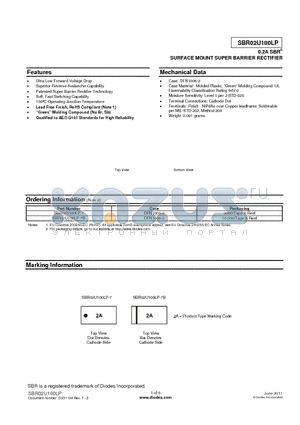 SBR02U100LP-7 datasheet - SURFACE MOUNT SUPER BARRIER RECTIFIER