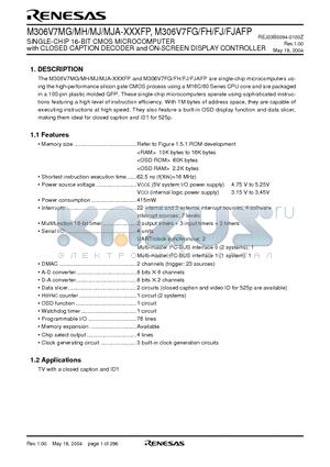 6V7 datasheet - SINGLE-CHIP 16-BIT CMOS MICROCOMPUTER with CLOSED CAPTION DECODER and ON-SCREEN DISPLAY CONTROLLER