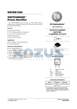 NRVBB1060T4G datasheet - SWITCHMODE Power Rectifier