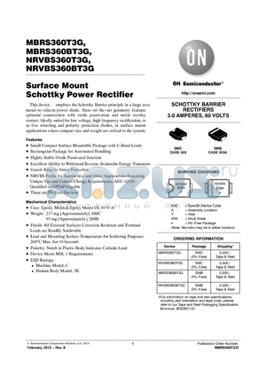 NRVBS360T3G datasheet - SCHOTTKY BARRIER RECTIFIERS 3.0 AMPERES, 60 VOLTS