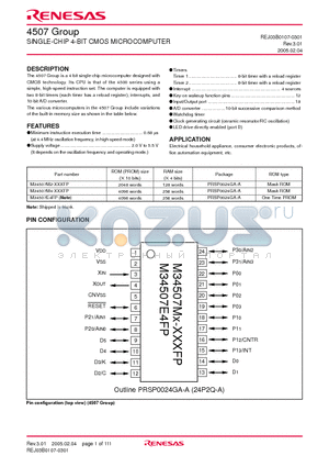 4507 datasheet - SINGLE-CHIP 4-BIT CMOS MICROCOMPUTER