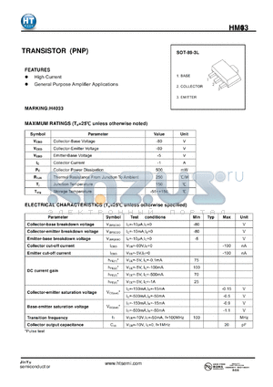 HM4033 datasheet - TRANSISTOR (PNP)